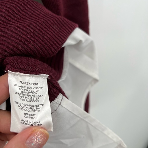 Hilary Radley Ladies 2fer Sweater Heather Wine Ladies Large - Picture 6 of 6